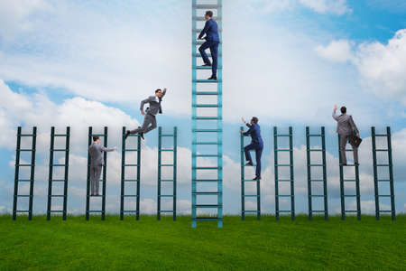 Competition concept with businessman beating competitorsの写真素材