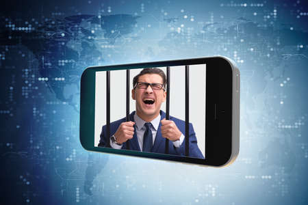 Mobile phone and social media addiction conceptの写真素材