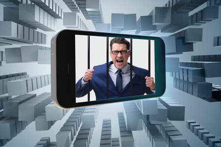 Mobile phone and social media addiction conceptの写真素材