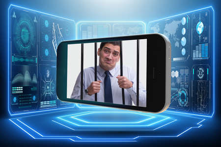 Mobile phone and social media addiction conceptの写真素材