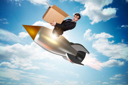 Businessman in fast delivery serviceの写真素材