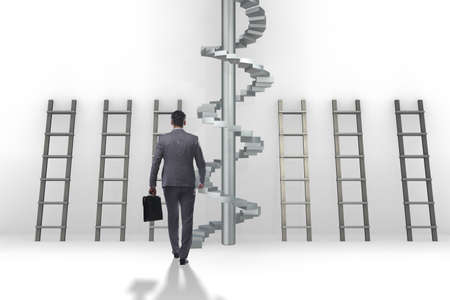 Career progression concept with ladders and staircaseの写真素材