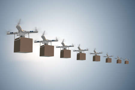 Drones in package delivery conceptの写真素材