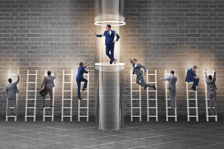 Businessmen in accelerated and fast promotion conceptの写真素材