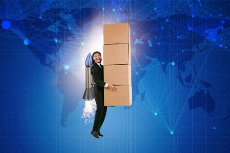 Businessman in global worldwide delivery serviceの写真素材