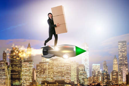 Businessman in fast delivery serviceの写真素材