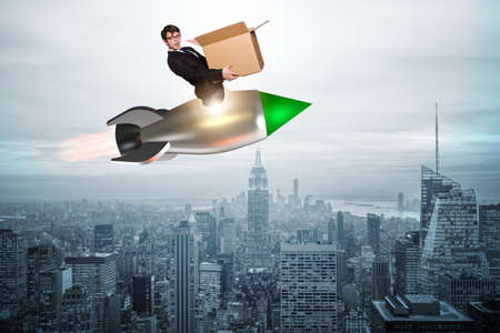 Businessman in fast delivery serviceの写真素材