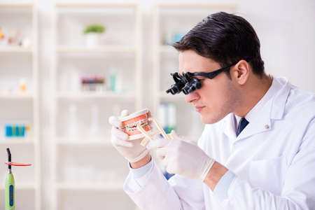 Young dentist working in the dentistry hospital