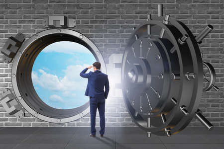 Businessman looking into future with optimismの写真素材