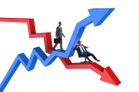 Businessman in crisis and recovery conceptの写真素材