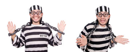 Prison inmate isolated on the white backgroundの写真素材