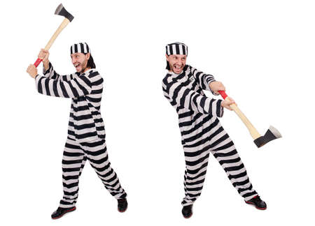 Prison inmate isolated on the white backgroundの写真素材