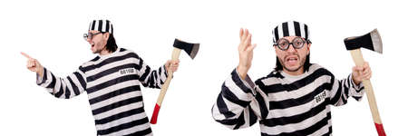 Prison inmate isolated on the white backgroundの写真素材