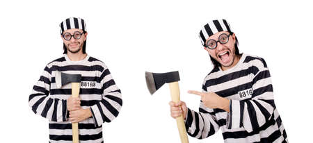 Prison inmate isolated on the white backgroundの写真素材