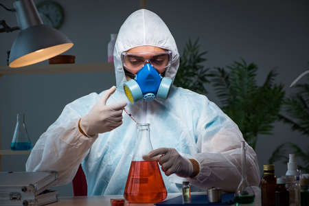 Medicine drug researcher working in lab