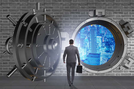 Businessman looking for freedom at the exit