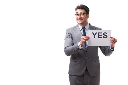 Businessman in positive yes answer isolated on white backgroundの写真素材