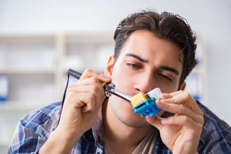 Computer hardware repair and fixing concept by experienced techn