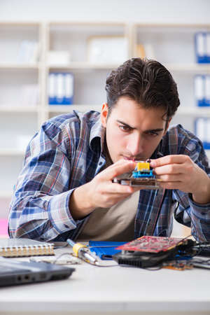 Computer hardware repair and fixing concept by experienced techn