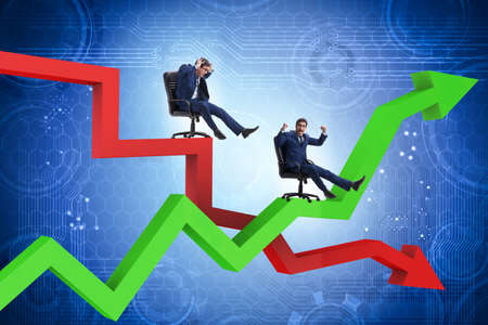 Growth and decline concept with businessmen