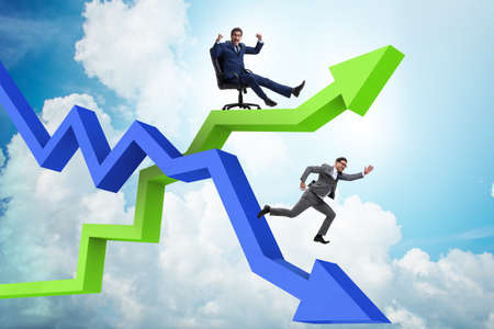 Growth and decline concept with businessmenの写真素材