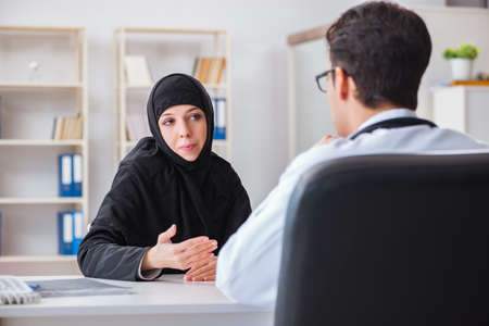 Muslim woman visiting doctor for regular check-upの写真素材
