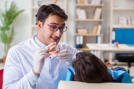 Patient visiting dentist for regular check-up and filling
