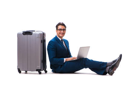 Businessman in business travel concept isolated on whiteの写真素材