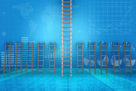 Different ladders in career progression concept - 3d rendering