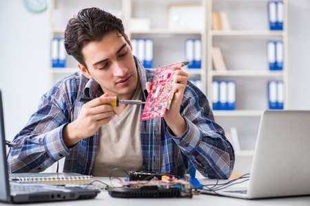 Computer hardware repair and fixing concept by experienced techn