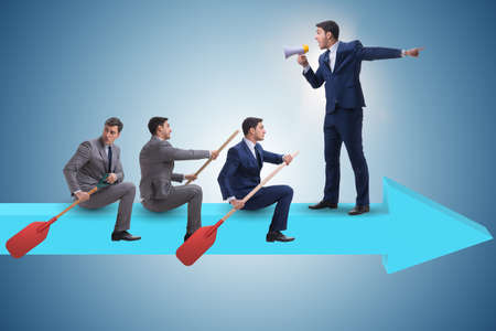 Businessman on line chart in business conceptの写真素材