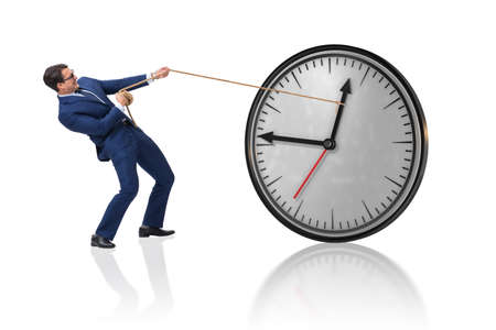 Businessman in time management conceptの写真素材