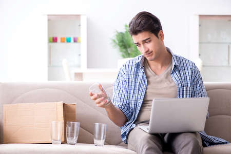 Man receiving wrong parcel with glasses