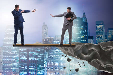 Partnership and teamwork concept with two businessmenの写真素材