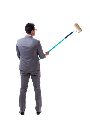 Businessman painter isolated on white backgroundの写真素材