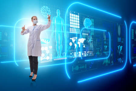 Woman doctor in telemedicine futuristic conceptの写真素材