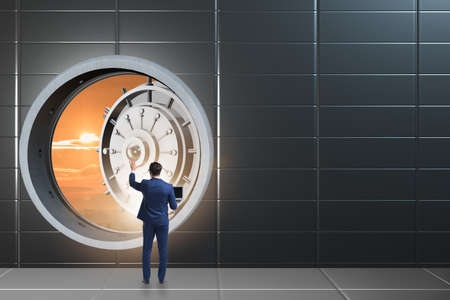 Businessman in digital protection against cyber threats
