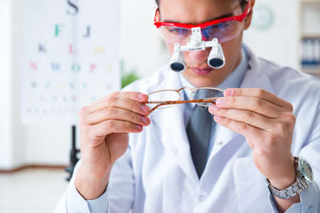 Eye doctor in eyecare concept in hospital