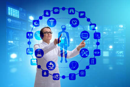 Woman doctor in telemedicine futuristic concept