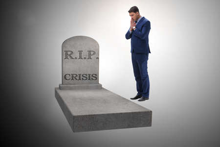 Businessman mourning the crisis in economy