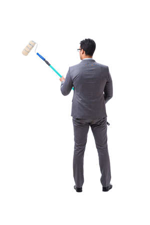 Businessman painter isolated on white backgroundの写真素材