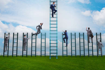 Competition concept with businessman beating competitorsの写真素材