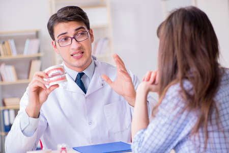Patient visiting dentist doctor for preliminary appointment