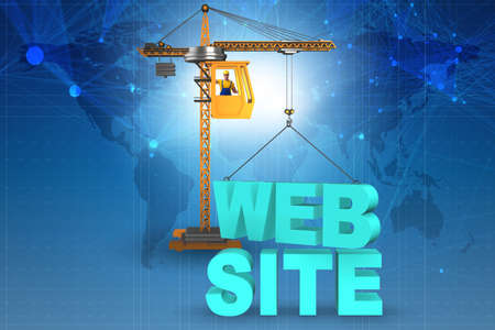 Web site construction concept with crane and letters