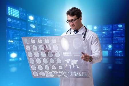 Telemedicine concept with doctor looking at x-ray image