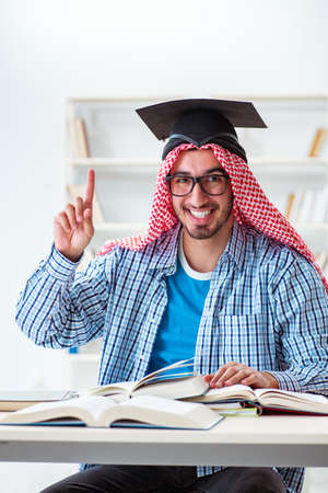 Arab student preparing for university examsの写真素材
