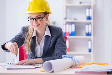 Woman architect working on the projectの写真素材