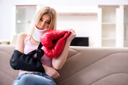 Woman injured during sport gameの写真素材