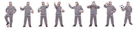 Prison inmate isolated on the white background