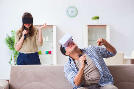 Pair singing karaoke with virtual reality glasses
